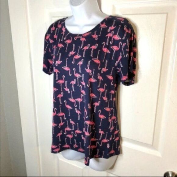Modcloth Short Sleeve Instant Fit Relaxed Fit Tshirt Flaming Print Navy S NWT - Picture 4 of 7